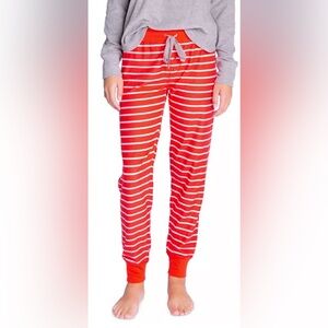 Insomniax Women's Pull-On Jersey Jogger Lounge Pajama Pants Red Stripe Size XL